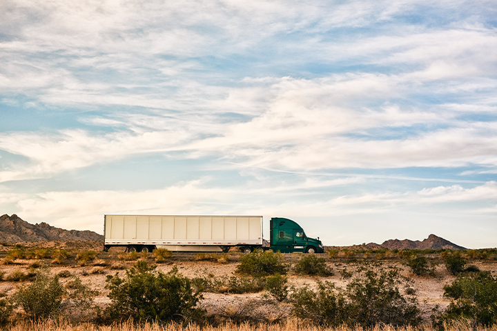 Transflo Landscape 2 truck driving through desert landscape